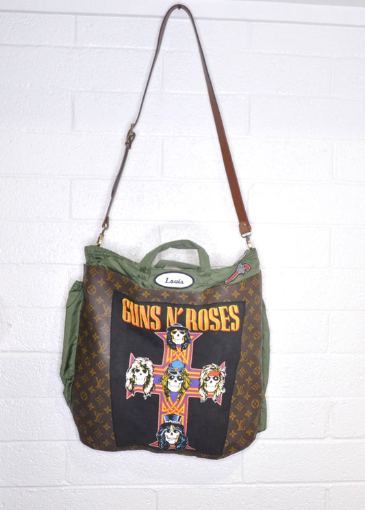 GUNS N ROSES VINTAGE PILOT BAG X LOUIS VUITTON FABRIC ONE OF A KIND!